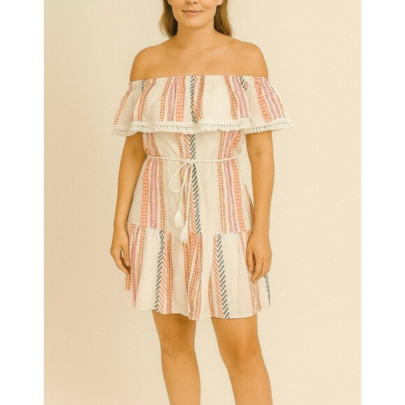 Anthropologie Mazik Beach Boho Vacation Coastal Flare Off The Shoulder Dress - Picture 1 of 10